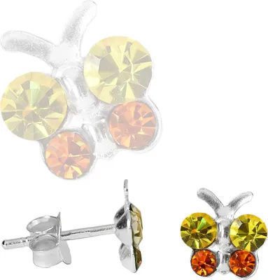 Produktbild von Ohrstecker Sterling Silber Schmetterling mit Zirkonia Farbe - Gelb-Orange