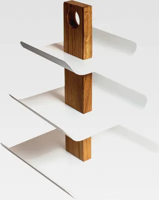 Produktbild von ® 33cm x 24cm Elegante Obstschale und Servierplatte in einem: 3-stöckige Etagere aus Holz und Metall, Perfekt für Obst, Kuchen, Süßigkeiten, Brot und Snacks