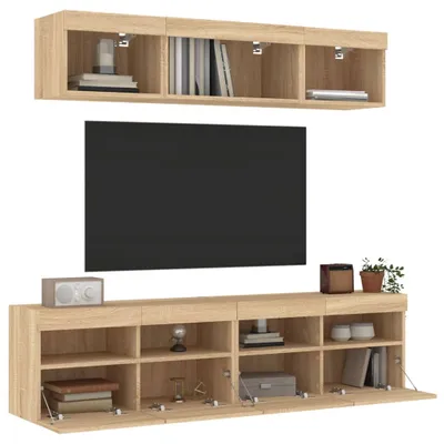 Produktbild von 5-tlg. Wohnwand mit LED-Beleuchtung Sonoma-Eiche Holzwerkstoff 3216720