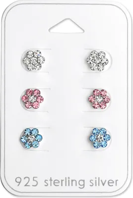 Produktbild von Ohrstecker Set 925 Sterling Silber Blumen in verschiedenen Farben