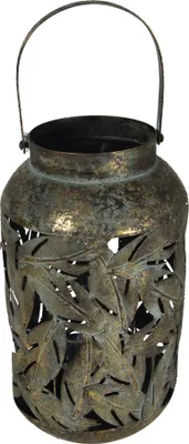 Produktbild von Laterne - Ø18,5x31,5cm - Grün - Gold - Metall