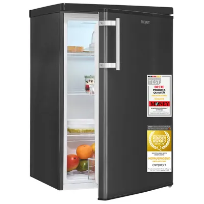 Produktbild von Exquisit Kühlschrank ohne Gefrierfach, 127 Liter, 90 kWh/Jahr, 39 dB, wechselbarer Türanschlag, 3 Glasablagen, KS16-V-H-040E inoxlook-az