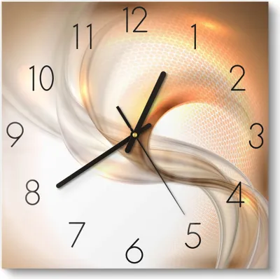 Produktbild von DEQORI Glasuhr 30x30 cm Zahlen 'Schwingungen im Licht' Wanduhr Glas Uhr Design leise