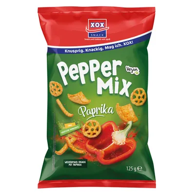 Obrázok produktu pre XOX Peppermix chrumkavý zemiakový pšeničný snack s príchuťou papriky 125g