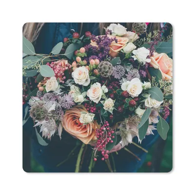 Produktbild von MuchoWow® Mauspad Mousepad Blumen - Blumenstrauß - Pastell 30x30 cm - Mousepads - Maus Mat - Pad - Mausunterlage - Gaming