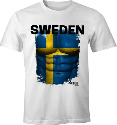 Produktbild von EM T-Shirt Herren Fußball Schweden Flagge Fanshirt Waschbrettbauch MoonWorks® M