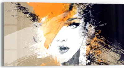 Produktbild von DEQORI Glasbild Echtglas 60x30 cm 'Abstraktes Gesicht' Wandbild Bild modern Deko