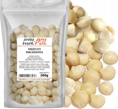 Zdjęcie produktu dla ORZECHY MAKADAMIA 200g Orzech Macadamia naturalne świeże jakość Kol-Pol