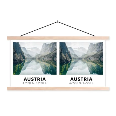 Produktbild von MuchoWow® Textilposter Österreich - Alpen - Wasser - Berg 120x60 cm mit holzfarbenen Rahmen - Klemmleiste