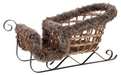 Immagine prodotto di Clayre & Eef, decorazione a forma di slitta, color marrone, in rattan