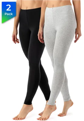 Produktbild von Merry Style Damen Lange Leggings aus Viskose 2 Pack MS10-143 (Schwarz/Melange (2Pack), M)