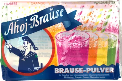 Produktbild von Frigeo Ahoj Brause Pulver 10Btl 4-fach (28x58g Packung) + usy Block