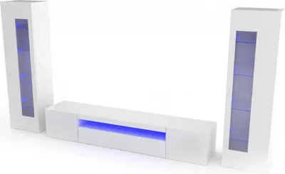 Immagine prodotto di Dmora Parete Attrezzata Aslhey 40x290x162h cm Bianco Lucido, Modulabile 5 Ante  Italy