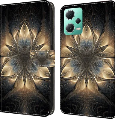 Produktbild von CLM-Tech Hülle kompatibel mit Xiaomi Redmi Note 12 5G - Tasche aus Kunstleder - Klapphülle mit Ständer und Kartenfächern, goldener Ruhm