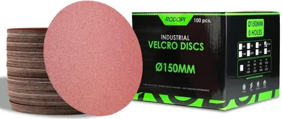 Produktbild von 50 x RODOPI Klett Schleifpapier 150mm RedDevil Körnung K220 Schleifscheiben für Exzenterschleifer ungelocht Zirkonium Korund Schleifpads Klettscheibe