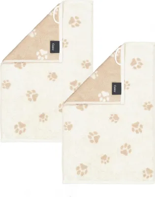 Produktbild von 2 Stück Cawö We love Dogs Gästetücher 6247-33 Pfoten Natur 30x50