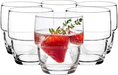 Produktbild von Glasmark KROSNO, 200ml, Set von 6, Niedriges Glas, Trinkgläser, Highball Glas, Wassergläser, Cocktail, Perfekt für Zuhause, Restaurants und Partys, Glässerset, klassische Form