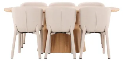 Produktbild von Stjärnö Essgruppe Tisch 90x200cm und 6 Stühle natur, beige.