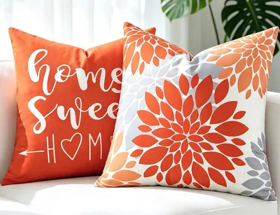 Obrázek produktu pro Pohodlné povlaky na polštáře - sada 2 kusů - 40 x 40 cm - samet - moderní design - oranžová barva