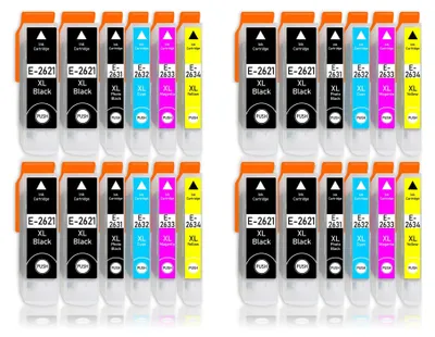 A collection of ink cartridges arranged in a grid.