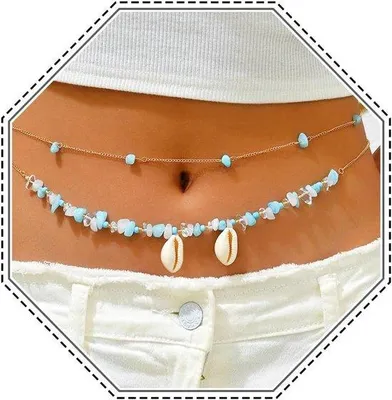 Produktbild von Boho Schmuck-Anhänger mit Naturstein und Perlen goldfarben Strandkette