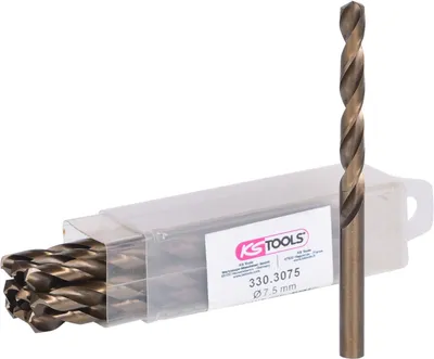 Produktbild von KS Tools 330.3075, Bohrer, Spiralbohrer-Bit, Drehung der rechten Hand, 7,5 mm, 109 mm, Metall, Kunststoff, Holz
