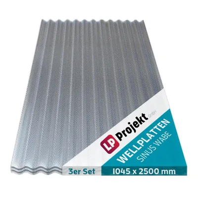 Produktbild von LP Projekt  Wellplatten, Wabenstruktur, extra starkes Polycarbonat (PC), klar, 2,6 mm dick, Welle 76/18, 104,5 x 250 cm, 4er-Set