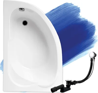 Image de BADLAND Baignoire d'angle Baignoire standard GAUCHE 130x85 avec vidage et pieds S sans habillage