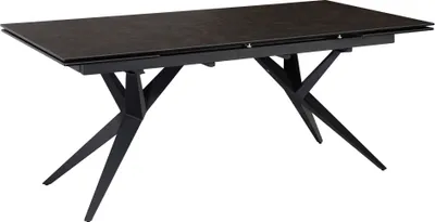 Image de WOHNLING Table de salle à manger 180 260 cm extensible Céramique Verre Noir Table en céramique Grande table de cuisine design Rectangulaire Table à manger Extravagante