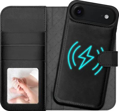 Image de 2in1 Étui magnétique Wallet pour téléphone portable pour iPhone Air Étui Protection RFID, étui magnétique amovible, compatible MagSafe, étui antichoc avec fenêtre photo