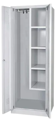 Produktbild von Stahlblechspind, kunststoffbeschichtet in lichtgrau, mit Inneneinteilung, BxTxH 600x500x1800 mm