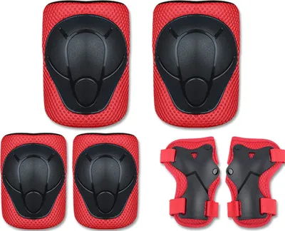 Produktbild von Knieschützer für Kinder, Ellenbogenschützer, Schutzausrüstung für Skaten, Radfahren, Fahrrad, Rollerblading, Roller, für Jungen und Mädchen im Alter von 3–8 Jahren – Rot