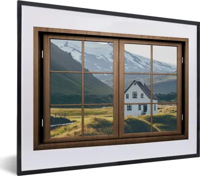 Produktbild von MuchoWow® MuchoWow® Gerahmtes Poster Aussicht - Haus - Berg 40x30 cm - Poster mit zchwarzem Bilderrahmen - Bilderrahmen - Poster im Rahmen