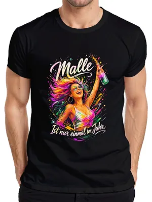 Produktbild von Malle Ist nur einmal im Jahr Mallorca Party Urlaub JGA Ballermann Herren T-Shirt, Schwarz, XXL