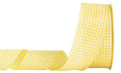 Productafbeelding van Gingham Lint, 40mm Geruit Lint voor Knutselen en Cadeaus, 22m in Geel