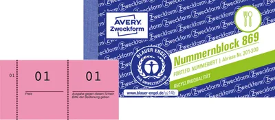 Produktbild von Avery Zweckform 869-10-3, Nummernblock, rot, nummeriert 1-1000, 10 Blocks