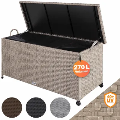 Produktbild von CASARIA® Gartenbox Auflagenbox mit Rollen 420L Stauraum UV-beständig Handgriffe Gasdruckfeder Wetterfest 122x56cm Garten Balkon Aufbewahrungsbox Creme