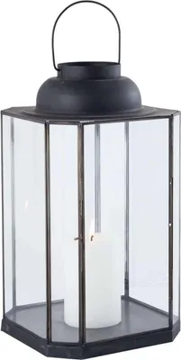 Immagine prodotto di Milani Home - Lanterna In Vetro E Metallo Di Design Moderno Stile Minimalista Portacandela, Cm 27x27x61,5 H - Antracite