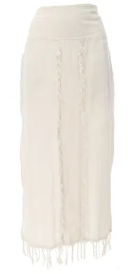 Produktbild von Langer Boho Rock, Schmaler Sommerrock, Panel Skirt - Naturweiß, Damen, Baumwolle, Größe: L