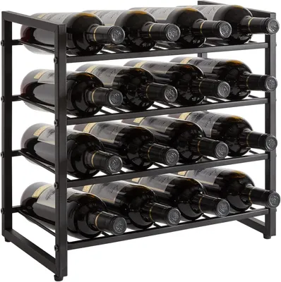Produktbild von Weinregal 4 Ebenen, 16 Flaschen, Metall, für Küche, schwarz
