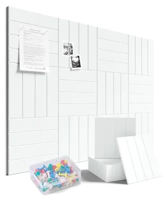 Productafbeelding van 12 stukken akoestische vilten panelen, zelfklevend, 120 x 90 cm, 30 x 30 x 0,9 cm, geluidsabsorberend, wit