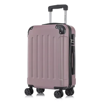 Produktbild von Koffer Trolley Reisekoffer Suitcase, Rollkoffer Handgepäck ,mit 4 Rollen360°, Hartschalenreisekoffer, Zahlenschloss, Weicher Gummigriff(M,Rose Rot)