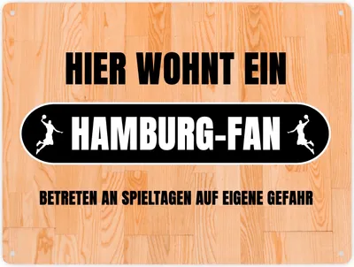 Produktbild von Hier wohnt ein Hamburg-Fan Metallschild XXL in 28x38 cm mit Turnhallenboden