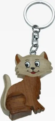 Produktbild von Schlüsselanhänger aus Holz - Katze