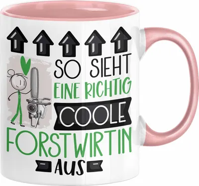 Produktbild von Forstwirtin Geschenk Tasse Geschenkidee für Forstwirtin Geburtstag Weihnachten Spruch So Sieht Eine Richtig Coole Forstwirtin Aus Kaffee-Becher  (Rosa)