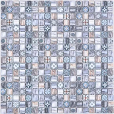 Produktbild von Mosaikfliese Glasmosaik Kombi Retro wood graublau dark dunkel Badezimmer Küche MOS78-W49