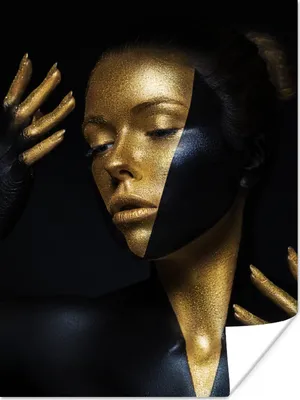 Produktbild von MuchoWow® Poster Make-up - Kunst - Frau - Luxus - Gold 120x160 cm - Wandbilder