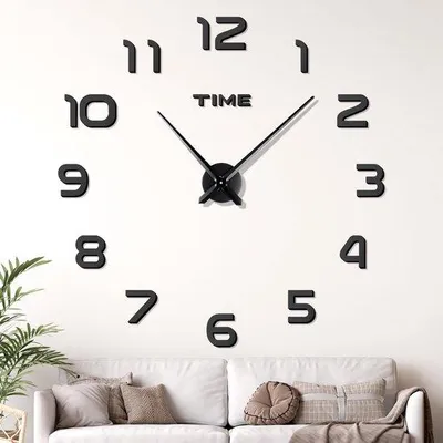 Image de Horloge murale moderne XXL, horloge murale décorative silencieuse, autocollant miroir pour la maison, les restaurants, les hôtels et les bureaux