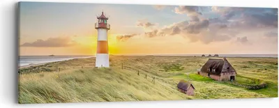 Produktbild von Bild auf Leinwand - Leinwandbild - Leuchtturm Meer - 90x30cm - Wand Bild - Wanddeko - Wandbilder - Leinwanddruck - Bilder - Kunstdruck - Wanddekoration - Leinwand bilder - Wandkunst - AB90x30-3695