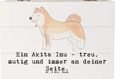 Produktbild von Mr. & Mrs. Panda Erinnerungsbox Akita Inu Freund 22 x 15 cm - Weiß - Geschenk, Hunderasse, aufbewahrungskiste mit deckel, Familienhund, Schatzkiste, Box, vierbeiniger